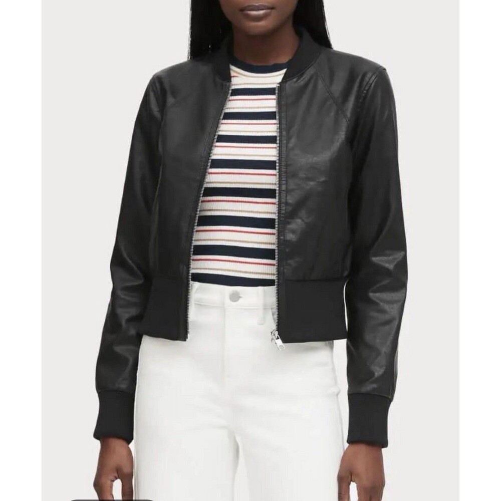 Banana Republic Vegan Leather Cropped Bomber Moto Jacket S $295 Retail